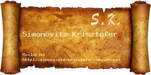 Simonovits Krisztofer névjegykártya